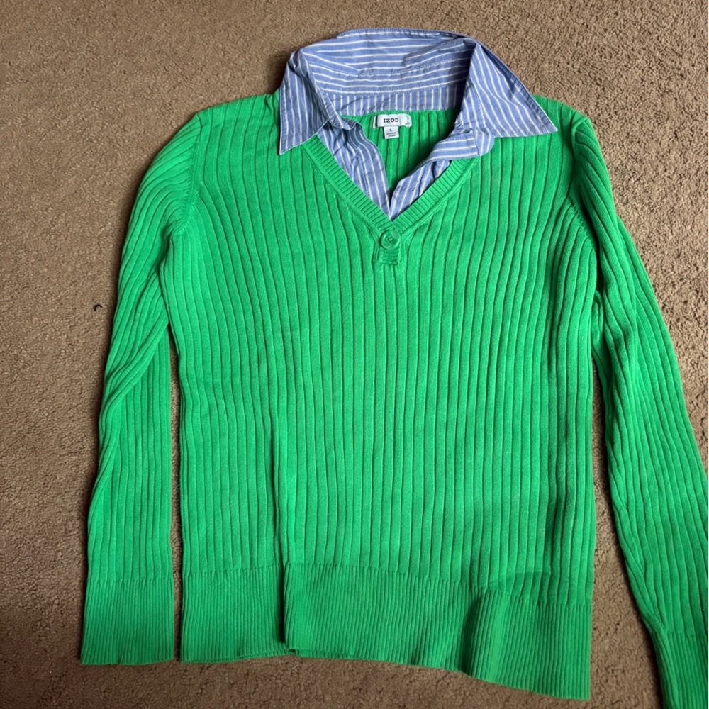 Vibrant Green V-Neck Men's Sweater